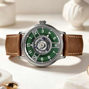 Montre-bracelet mécanique de luxe à tourbillon squelette rond, bracelet en acier 316L, verre saphir, étanche 5 ATM, logo personnalisé - Product Image 2