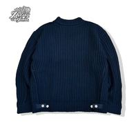Pull en tricot à col rond en coton torsadé surdimensionné pull pour homme à motif de tricot côtelé imprimé personnalisable