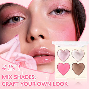 Paleta de maquillaje en polvo resaltador de 4 colores, paleta de resaltador brillante, maquillaje iluminador facial de alto pigmento, regalo Ideal - Product Image 3