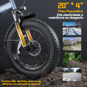 Vélo électrique pliable F6pro-s du stock Brésil, 900W, 5 vitesses, VTT électrique, batterie lithium 48V, pneus larges pliables 20 pouces - Product Image 4