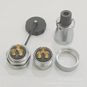 Connecteur d'aviation WS28 rond en alliage de zinc chromé avec contacts en cuivre plaqué or pour montage sur panneau électrique - Product Image 2