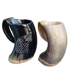 Natural Crafts For Bar Supplies Reusable Viking Horn <b>Mugs</b> Gifts <b>Sets</b> Decorative Real Horn Customized Champagne Drinking <b>Mugs</b> <b>Set</b> - Product Image 1