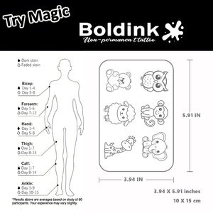 Colección Más Reciente de Boldink 2026: Pegatinas de Tatuajes Semipermanentes Resistentes al Agua por 2 Semanas, Adorables Diseños de Animales, Perfectas para Niños - Product Image 4