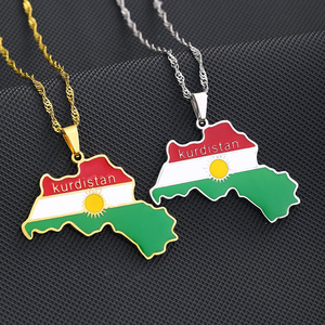 Collar con Colgante <span class=keywords><strong>de</strong></span> Mapa <span class=keywords><strong>de</strong></span> Kurdistán en Acero Inoxidable Chapado en Oro <span class=keywords><strong>de</strong></span> 18K, Joyería para Mujer, Aniversario Étnico <span class=keywords><strong>de</strong></span> Kurdistán - Product Image 2