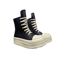 Bottes d'hiver de luxe pour homme Owens, à semelle épaisse, avec fermeture éclair, rehaussantes, à lacets, en similicuir et caoutchouc