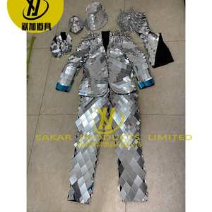 Quantité minimale de commande 1 pièces nouvelle mode Led casque <span class=keywords><strong>Robot</strong></span> argent miroir Costume argent femmes miroir Costume pour les fêtes Performance - Product Image 5