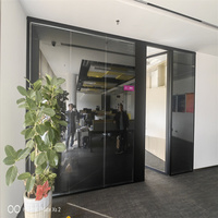 Cloison panoramique en verre simple, cadre en aluminium de 80 mm, séparateur d'intérieur pour bureau, école, hôpital