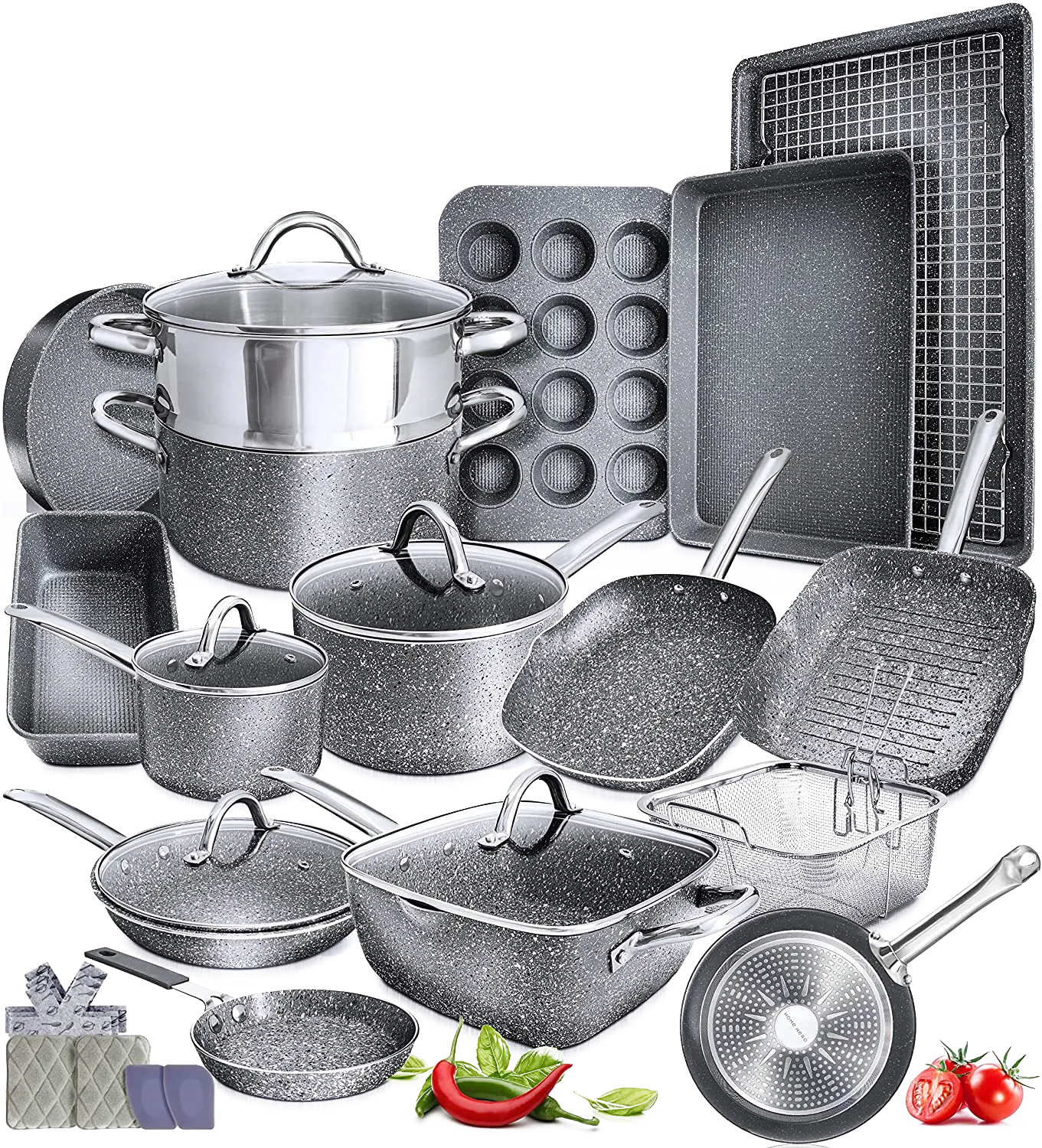 Luxus Utensilien Set Küche Kochgeschirr Pfannen Kochen Kochgeschirr Sets Aluminium Topf Set Granit Antihaft