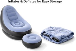 Customized <b>Inflatable</b> Air <b>Sofa</b> Portable Lounger Air <b>Sofa</b> Chair Single Outdoor Lazy Air <b>Sofa</b> Bed with Footstool - Product Image 3