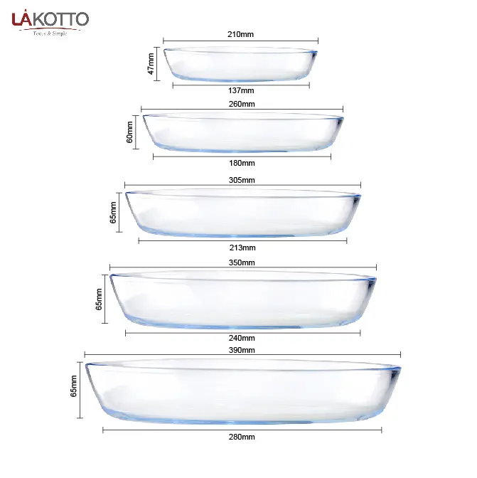 High borosilicate square oven safe Oval bakeware glass baking dish with Handle