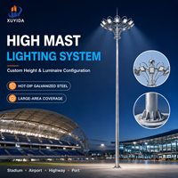 Mât d'éclairage LED extérieur 30m 35m 40m en aluminium IP66 avec dispositif de levage pour stades sportifs Garantie 10 ans