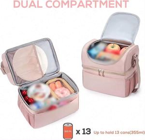 Free Sample Insulated Cooler Bag Office Thermal Food <b>Storage</b> Dual Compartment Food Delivery Bags Travel Beach <b>Camping</b> Lunch - Product Image 4