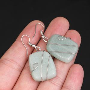 Orecchini in Acciaio Inossidabile Argento con <span class=keywords><strong>Pietra</strong></span> Avvolta in Filo, Gioielli con Cristallo e <span class=keywords><strong>Agata</strong></span> per Donna, Regalo Elegante - Product Image 4