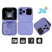 Téléphone portable I16 Pro Mini Flip 2G GSM Double SIM Appel rapide Voix magique Radio FM Lecteur MP3 Prise jack 3,5 mm Petit téléphone portable pliable classique
