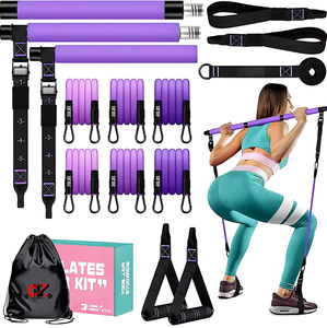 Kit de barre de Pilates pour exercices de yoga avec bandes de résistance, ensemble de barre de Pilates réglable - Product Image 1