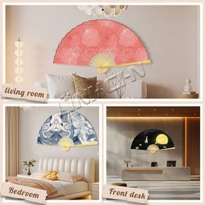 Custom <b>Large</b> Bamboo Folding Wall Hanging Hand <b>Fan</b> - Product Image 6