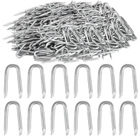 300 attaches en fil de fer barbelé galvanisé en forme de U, 0,1x0,54 pouces, pour clôtures en bois, jardins et grillages à poules