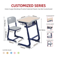 Ensemble de mobilier scolaire moderne réglable en hauteur WMC65-DLPN06, bureau et chaise avec tiroir pour étudiants