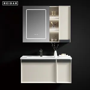 Luxury Single Basin Vanity Sink PVC Storage Bathroom Cabinet With Countertop Hand Wash Basin Sink