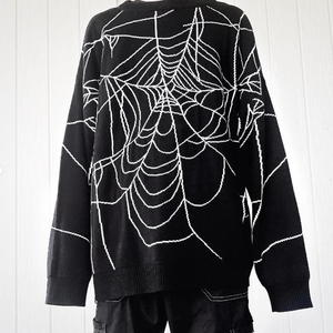 DiZNEW 2022 Custom Fashion Style girocollo Spider Web Pattern Casual Knit autunno manica lunga Pullover da uomo maglione Unisex - Product Image 2