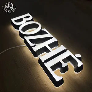 Firmenbild Wand Logo Hintergrund Wand Led Custom Sign Mini Luminous Word Benutzer definierte Acryl Gravur Acryl Schild Led Letter