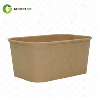 Gobest — bol à emporter en papier, boîte à lunch rectangulaire contenant à emporter, bol carré en papier, boîte à emporter avec couvercles
