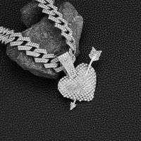 Pendentif en alliage flèche traversant le cœur, collier hip-hop pour homme, bijou pendentif amour