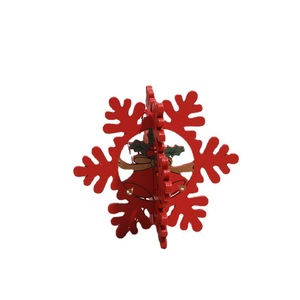 Campana a cinque stelle in legno decorazioni natalizie rosso vecchio albero fiocco di neve fornisce stile Festival festivo - Product Image 5