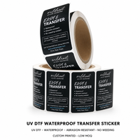 Autocollant de transfert UV DTF personnalisé, imperméable, sans découpe, pour bouteilles et emballages, faible MOQ, étiquettes adhésives pour usage de marque