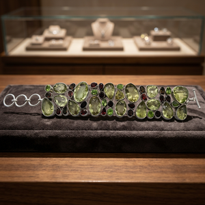 Gorgeous Multi Stone 925 <b>Silver</b> Bracelet Artisanal Gemstone Bracelet Fancy Bracelet - Product Image 2