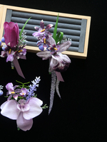 Corsage de mariage verre à vin à la main fleurs artificielles tissu écologique Satin marié mariée Parents meilleur homme/femme saint valentin