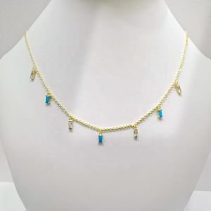 Precio de fábrica, plata 925, chapado en oro, collares sencillos de lujo, joyería fina, collar de cuentas delicadas con circonita para el verano, para niñas. - Product Image 4