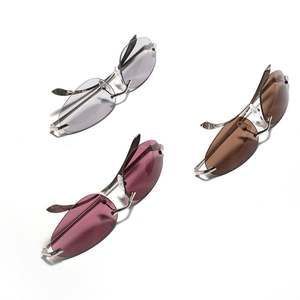 Lunettes de soleil œil-de-chat sans monture en alliage, personnalisables avec logo, nouvelle collection 2025, protection UV400, style Y2K, pour femmes et hommes - Product Image 2