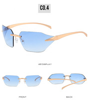 Lunettes de soleil rectangulaires sans monture, nouveau style, UV400, universelles, mode homme, anti-lumière bleue
