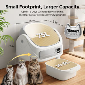 Bac à litière automatique intelligent pour chat, contrôlé par application, autonettoyant, facile à nettoyer, capacité de 65 L, toilette pour animaux de compagnie, contrôle des odeurs, grande ouverture, blanc - Product Image 4