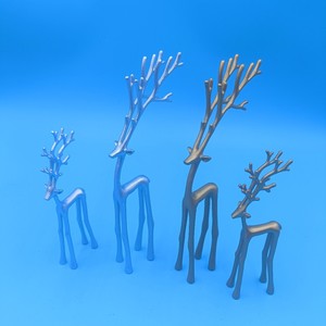 Alloy Deer Figurine Set Small And <b>Large</b> Retro Blue And Gray Home Decor Desktop <b>Ornament</b> Garden Decoration Unisex Gift - Product Image 2