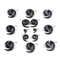 Bouchons d'oreilles en spirale pour garçons, clous d'oreilles en acier inoxydable acrylique noir