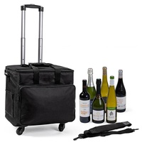 Refroidisseur de vin professionnel personnalisé 12 bouteilles Transporteur Sac à roulettes Sac isotherme de vin étanche Bagages de vin avec séparateurs amovibles