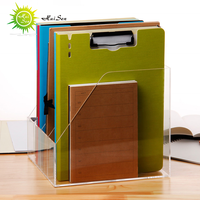 Organizador de libros de plástico, caja de documentos de acrílico transparente de escritorio, carpeta de archivos para documentos de oficina