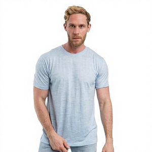 เสื้อยืดแขนสั้นผู้ชาย ผ้าฝ้าย 95% สแปนเด็กซ์ 5% ระบายอากาศ แห้งเร็ว สำหรับออกกำลังกาย  แบบเรียบ สำหรับสกรีนโลโก้ ตำแหน่งโลโก้ที่คอหลัง - Product Image 3