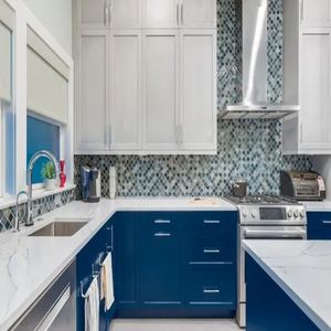 Modulaire Design moderne Entièrement américain Personnalisé Blanc Gris Bleu Shaker Armoires de cuisine Armoires de cuisine <span class=keywords><strong>Chicago</strong></span> - Product Image 6