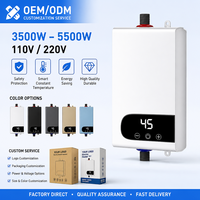 Calentador de Agua Eléctrico Instantáneo de Plástico 110V/220V con Pantalla Digital LED, Control Táctil y Elemento Calefactor de Acero Inoxidable para Exteriores y Hoteles