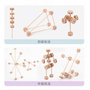 ของเล่นมอนเตสซอรี่ ชุดของเล่นเสริมพัฒนาการทางประสาทสัมผัส STEM ของเล่นไม้สร้างสรรค์จากธรรมชาติ บล็อกไม้สำหรับเด็ก - Product Image 3