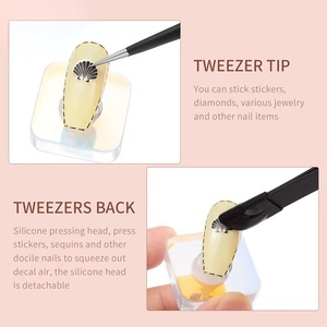 Pince à épiler double tête en plastique avec embout en silicone, robuste et durable, outil de coupe pour nail art, autocollants et rubans, pince à manucure - Product Image 2