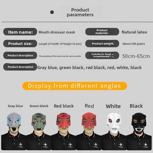 BAIGE Latex Dinosaur Headgear Máscara con boca abierta Mascarada divertida Animal Face Prop para fiesta de Halloween - Product Image 2