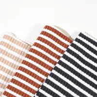 Kaliteli özel geri dönüşümlü TC polyester pamuk spandex karışımı baskı streç örme iplik boyalı şerit ribana kumaş kış için
