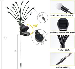 Outdoor Waterproof Solar LED Firefly Garden <b>Lights</b> with Swaying <b>Motion</b>-Warm White/Colorful for Christmas Father's Day Decoration - Product Image 3