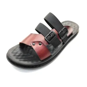 Wholesale OEM Leather Luxury Men's Slide Sandals 2024