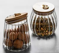Bocaux de rangement en verre étanche, 600ml/650ml, avec anneau en cuivre, couvercle en bambou, pour la cuisine, nouveau Design, offre spéciale