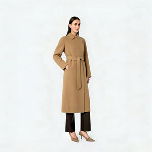 Manteau long élégant pour femme en 10 % <span class=keywords><strong>alpaga</strong></span> et 90 % laine australienne, avec ceinture, longueur maxi, pour l'hiver, commandes en gros OEM - Product Image 1